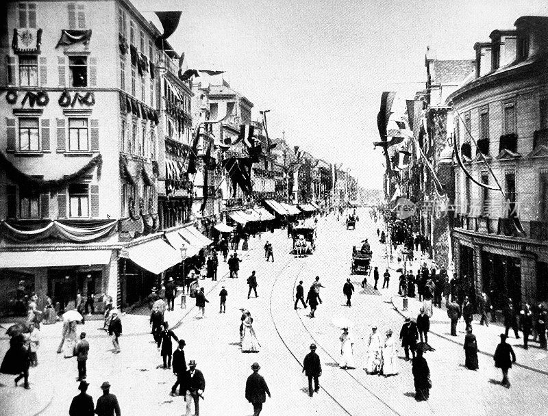 Stuttgart, K?nigstra?e corner Rotebühlstra?e, 1889